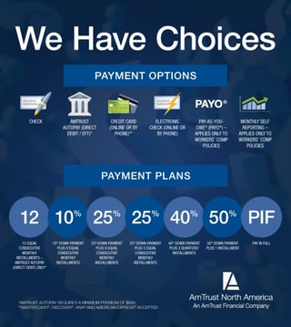 AmTrust offers several payment options and payment plans.